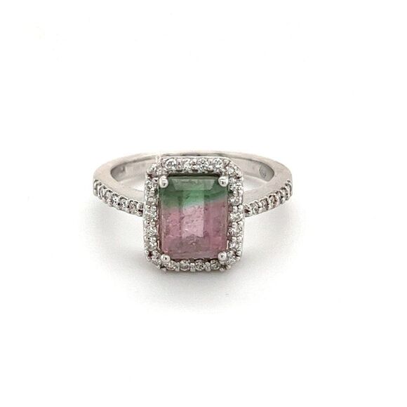 Watermelon Tourmaline Diamond Ring 14k Gold 1.82 TCW Certified $5,450 211910 - Picture 7 of 12